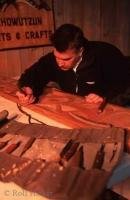 Wood carver displaying his art at the Quw'utsun' Cultural Centre on Vancouver Island in Duncan BC, British Columbia