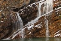 The pretty Cameron Falls are found in Waterton Lakes National Park in Alberta and are steeped in the Rocky Mountains history as they cascade on ancient dolomite Rocks.