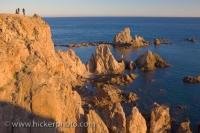 Nugget like rocky outcrops dot the coastline of the Parque Natural de Cabo de Gata situated in the Andalusian region of Spain along the Costa de Almeria.