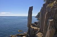 The Rock Balancing is a columnar basalt stack of rock which is perfectly balanced along the rocky coastline in Saint Marys Bay on Long Island, Nova Scotia, Canada and has defied gravity for thousands of years.