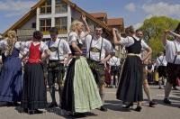 Dancing is a part of the Maibaumfest celebrations in the town of Putzbrunn in Bavaria, Germany.