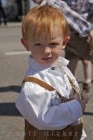 A young boy poses during the Maibaumfest in Putzbrunn, Germany.