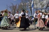 A celebration dance is performed during the Maibaumfest in the Bavarian village of Putzbrunn.