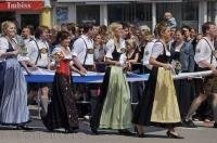 The Bavarian flag is escorted into the arena during a parade in Putzbrunn, Germany.