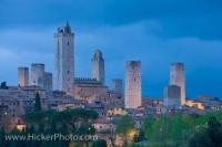 The beautiful skyline of San Gimignano in the province of Siena is dominated by fourteen towers which date back to the middle ages (11th - 13th century) - a time of great prosperity for the town which is nestled in the scenic region of Tuscany, Italy.