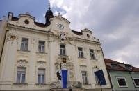 The architecture of some buildings in the Czech Republic town of Beroun feature beautiful facades such as on the old Town Hall.