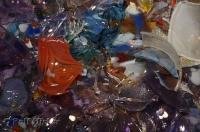 A pile of colorful pieces of broken glass at the Lincoln City Glass Center in Oregon, USA.