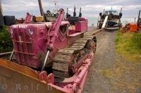Tinky Winky the bulldozer is one of many that is used to get boats in and out of the water in Ngawi on the North Island of New Zealand.