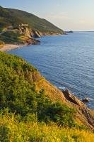 When you stand at the Veterans Monument and look towards Cheticamp Island, you get a glorious view of the Cabot Trail in Cape Breton Highlands National Park in the Gulf of St Lawrence in Cape Breton, Nova Scotia, in Canada.