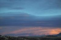 A beautiful sunset lights the evening sky near Keeler in California, USA.