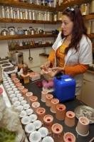 A daily candle making demonstration for visitors to watch at the Candle Making Workshop in the village of Gourdon in France, Europe.