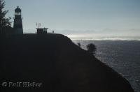 The Cape Disappointment lighthouse seen from the Lewis and Clark Interpretive Centre in Washington, USA.