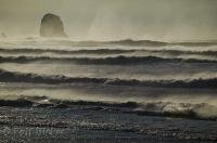 Stunning displays of clashing waves and sea spray at Cape Kiwanda along the Oregon Coast in the USA.