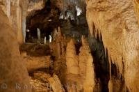 A fascinating series of stalagmites and stalactites are seen at the Aranui Cave at the famous Waitomo Caves in the Waikato region of the North Island of New Zealand.