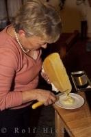 A Swiss tradition, cheese Raclette makes a wonderful winter meal in Switzerland, Europe.