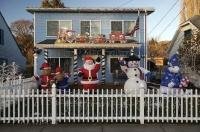 An inflatable christmas character display in Hoquiam, Grays Harbor in Washington, USA.