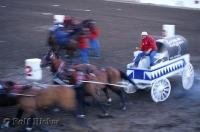 The annual Calgary Stampede Chuck Wagon Race, in Alberta, Canada, North America.