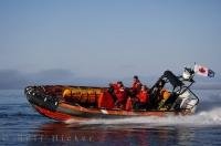 The Canadian Coast Guard 508 squad head out in the well equipped Zodiac.