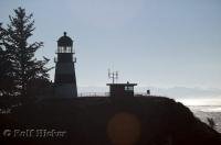 The Cape Disappointment lighthouse at the mouth of the Columbia River in Washington, USA.