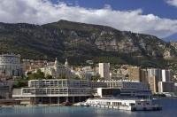 The Congress Center sits along the sea front of the Mediterranean in Monte Carlo, Monaco in France, Europe.