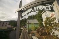 The historic Creek Street situated in Ketchikan in Alaska along the Inside Passage route of the marine highway.