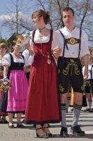 A couple dressed in traditional Bavarian costumes during a dance in the town of Putzbrunn, Germany.