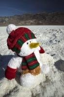 A Christmas snowman surviving the desert sun in Death Valley National Park, California, USA.