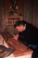 A native carver at the Quw'utsun' Cultural Centre in Duncan on Vancouver Island in british Columbia, Canada.