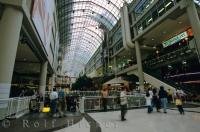 Eaton Centre in Toronto, Ontario is a historical landmark that extends for two city blocks.