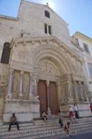 The Eglise St Trophime in the city of Arles, France in Europe is a popular tourist attraction when visiting Arles.