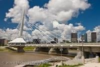 The Esplanade Riel Bridge is a pedestrian walking bridge across the Red River in Winnipeg, a city in the Province of Manitoba, Canada. The bridge was designed by Étienne Gaboury of Wardrop Engineering, and was completed in 2003.