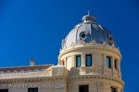 The beautiful architecture of the domed roof on the NH Victoria Hotel in Puerta Real in the City of Granada in Andalusia, Spain.