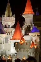 The colourful turrets at the Excalibur Hotel and Casino in Las Vegas, Nevada, USA.