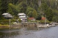 Houses in Winter Harbour on Northern Vancouver Island are built on stilts along the boardwalk.