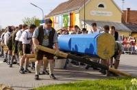 Raising the Maibaum is a Bavarian German tradition in Putzbrunn, Germany.