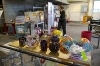 A display of beautiful glass ornaments at the Lincoln City Glass Center, Oregon, USA.