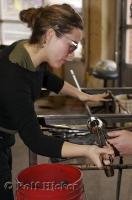 A demonstration of glass blowing is underway at the Lincoln City Glass Center in Oregon, USA.