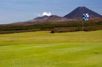 Golfing is enjoyed by many of the guests at the Bay Chateau Tongariro in Whakapapa in New Zealand, but some just prefer the scenic view of the volcanoes.