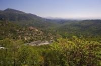 The lively panoramic view of the tiny village of Pont du Loup in the Gorge du Loup, Alpes Maritimes in Provence, France.