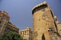 The Torres de Quart, designed in Gothic architecture in the City of Valencia, Spain were built as entry in the wall around the city.