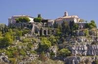 The extraordinary village of Gourdon in the Provence, France in Europe sits on a rocky cliff overlooking the Mediterranean coastline.