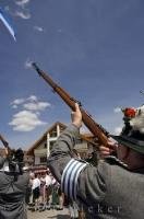 A gun or rifle salute during the Maibaumfest in Putzbrunn, Germany.