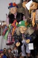 A display of handmade puppets in one of the shops along Golden Lane at Prague Castle in the Czech Republic in Europe.