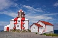 The intriguing striped red and white building is home to the historic Cape Bonavista Lighthouse in Newfoundland Labrador in Canada.
