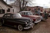 Some old cars in a yard along the Historic Route 66 in Seligman, Arizona, USA.