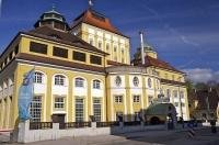 A historic building in Freising, Bavaria known as the Hofbrauhaus Brewery.