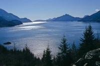 A view of the beautiful Howe Sound seen from the Sea to Sky Highway in British Columbia, Canada.