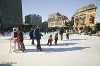 Areas for Ice Skating are set aside in the city of Quebec during the Winter Carnival festivities.