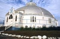 Our Lady of Victory Church is dubbed the Igloo Church in town of Inuvik, Northwest Territories, Canada.