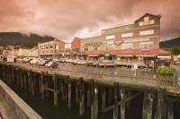 A busy cruise ship destination along the inside passage is Ketchikan in Alaska.